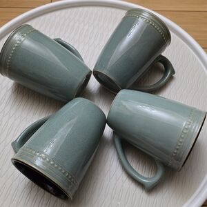 Set Of 4 Cuisinart Jenna Green Stoneware Coffee Mugs
